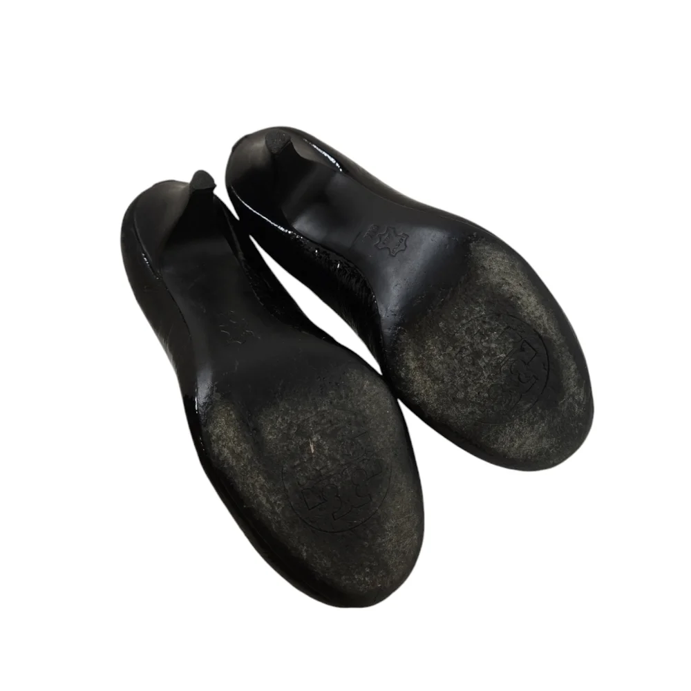 Tory Burch Heels Shoes Black Leather Size 6M Close Toe